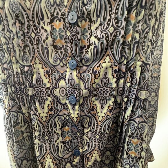 Coldwater Creek Women's Blue Paisley V-Neck Blouse - Size PM - Picture 5 of 10